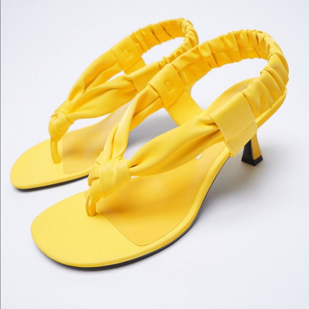 Zara Yellow Knotted Heel Back Strap Knot Sandals